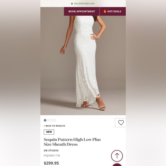 David’s Bridal long sequin white dress. Size 6. Tags on. - Picture 3 of 6